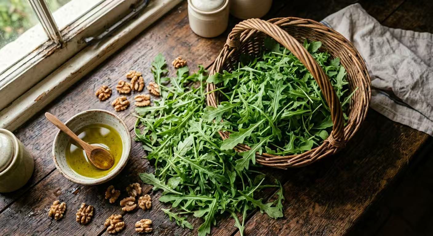 Fresh organic arugula leaves highlighting arugula health benefits - Eattonic TCM food therapy
