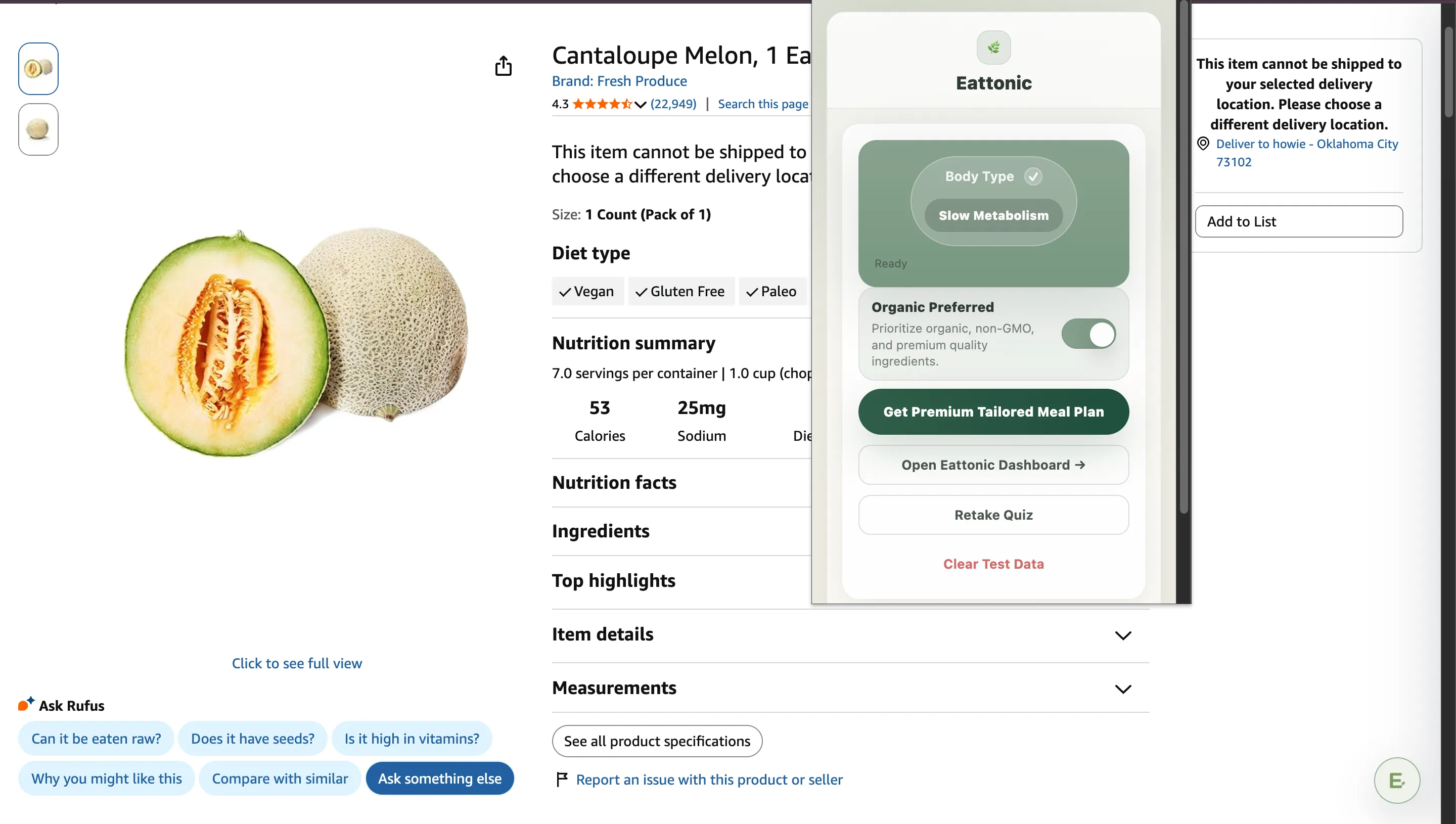 EatTonic Software Interface
